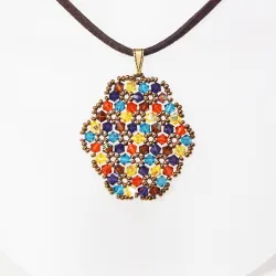 Pendant 40cm - Xochitl Oval-Chocolate Suedine - Pendant 40cm - Laiton bronze